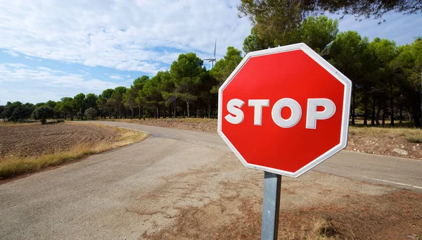 Segnale Stop Nella Provincia Saragozza Spagna — Foto Stock