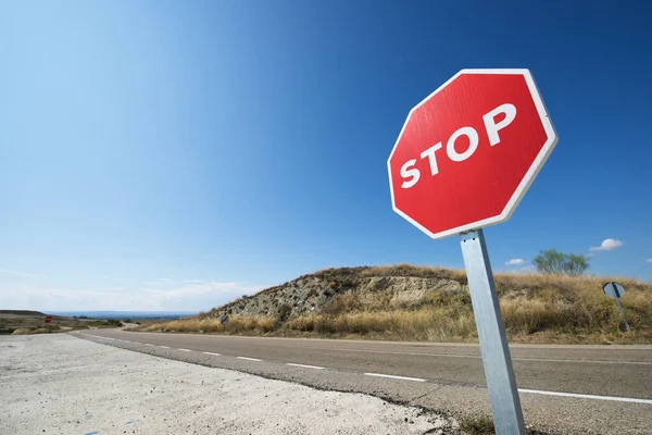 Znak Stopu Prowincji Saragossa Hiszpanii — Zdjęcie stockowe