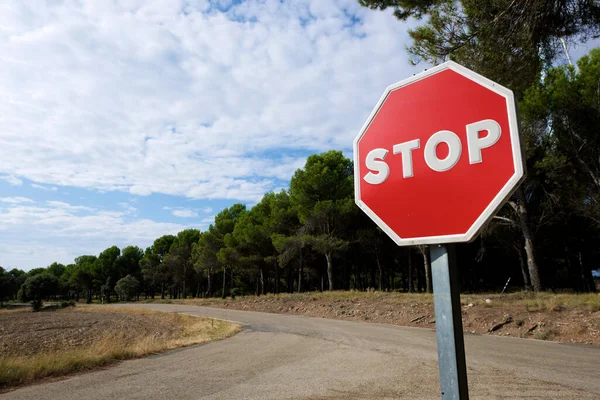 Остановка Дорожного Знака Провинции Сарагоса Испании Лицензионные Стоковые Изображения