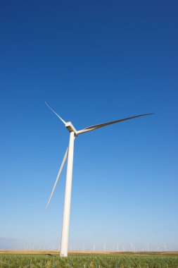 Elektrik üretimi için rüzgar türbinleri, Zaragoza ili, İspanya Aragon.