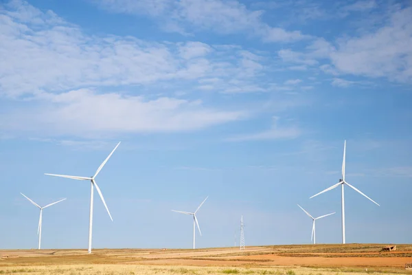 Větrné Turbíny Pro Výrobu Elektrické Energie Provincie Teruel Aragon Španělsku — Stock fotografie