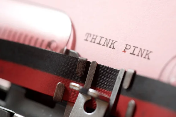 Think Pink Phrase Written Typewriter — Stock Photo, Image