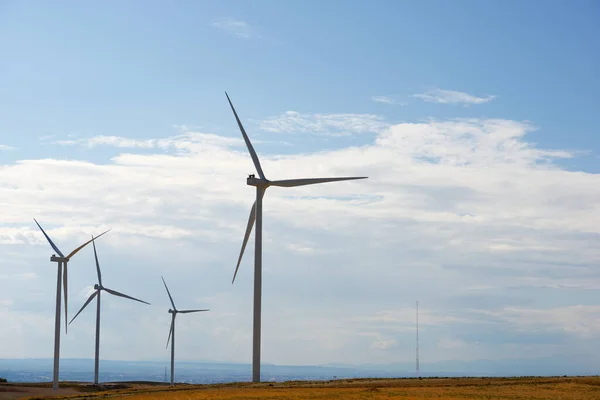 Moinhos Vento Para Produção Energia Eléctrica Província Zaragoza Aragão Espanha — Fotografia de Stock