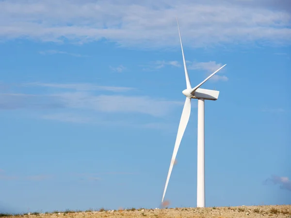 Turbina Eólica Para Produção Energia Elétrica Província Zaragoza Aragão Espanha — Fotografia de Stock