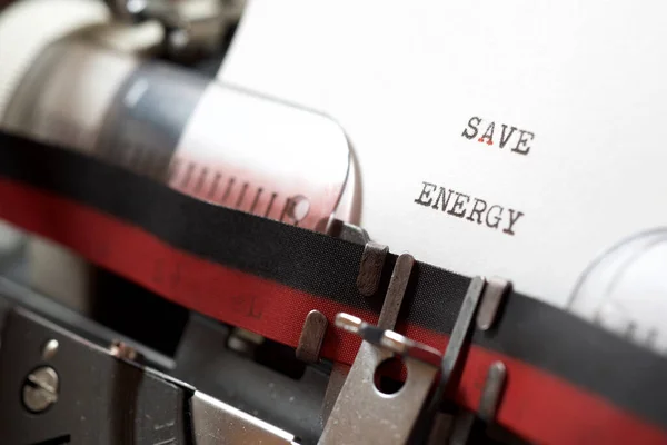 Salvar Frase Energia Escrita Com Uma Máquina Escrever — Fotografia de Stock