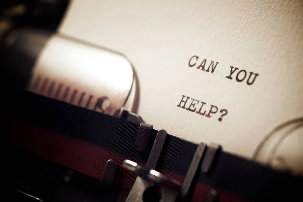 Μπορείτε Βοηθήσετε Στην Ερώτηση Φράση Που Γράφτηκε Μια Γραφομηχανή — Φωτογραφία Αρχείου