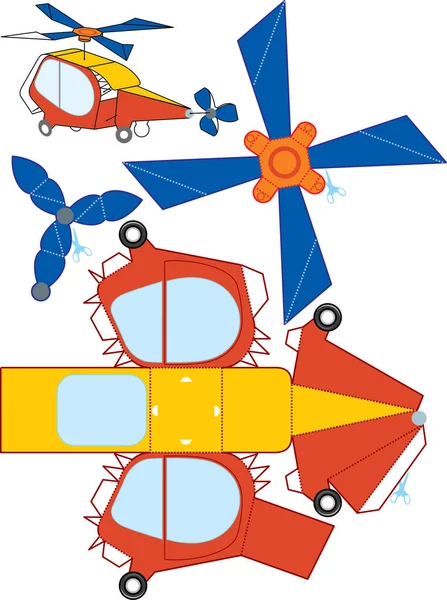 Helicóptero Cortar Dobrar Brinquedo —  Vetores de Stock