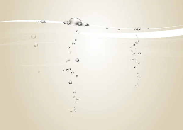 Vodní vlna průhledná povrch s bublinami vzduchu — Stockový vektor