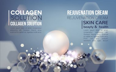 Kollajen solüsyonu, Serum ve Vitamin Arka Plan Kavramı Cilt Bakımı Kozmetik.Regenerate krem.
