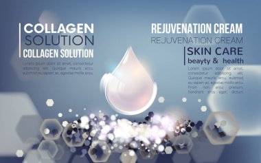 Kollajen solüsyonu, Damla, Serum ve Vitamin Background.Concept Cilt Bakımı Kozmetik.Regenerate krem.