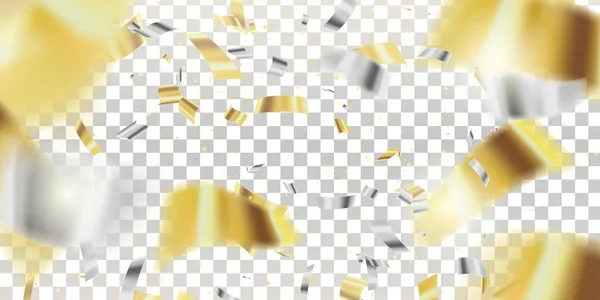 Confetti. Coisinha. Vetor Ilustração festiva da queda brilhante Confetti Glitters Isolado em Transparente Checkered fundo. Elemento decorativo de férias para design. Vetor — Vetor de Stock