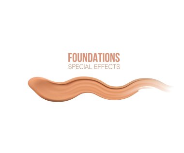 Vakıf bej sıvı . Kozmetik makyaj. Kontur. beyaz arka plan.saydam renk lekeleri aralığı. Bej kapatıcı vuruşları. Vektör