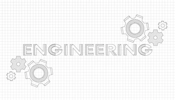 Mechanical engineering drawings. Technical drawing.Abstract Technology Background.ENGINEERING - science, technology, engineering, mathematics education concept typography design.geometric parts. — Stock Vector