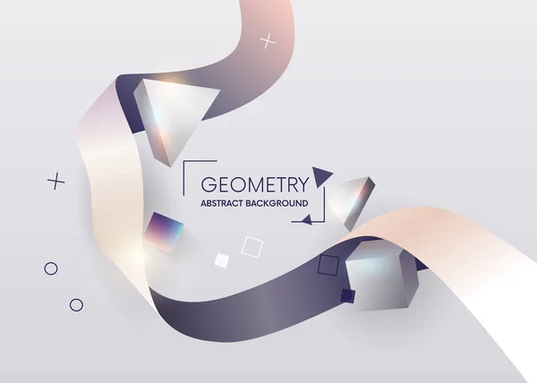 Красочная геометрическая абстрактная композиция.Составление цветных 3D геометрических фигур и лент. Элементы для вашего дизайна веб, баннер, брошюра и другое. Шаблон плаката . — стоковый вектор