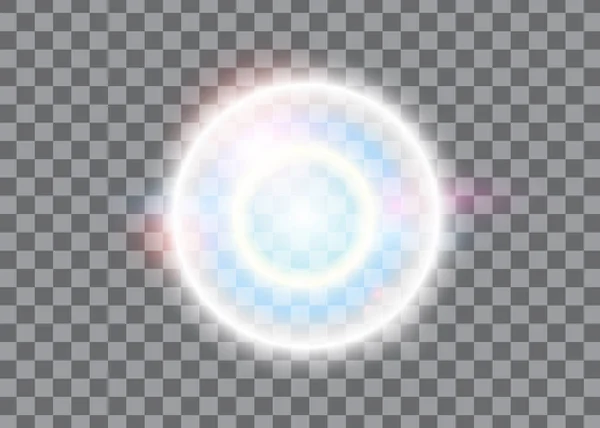 Efecto de luz, resplandeciente efecto flare.vector con resplandor de los rayos de brillo brillan sobre el fondo transparente. Magia jabón burbuja resplandor reflejo brillante — Archivo Imágenes Vectoriales