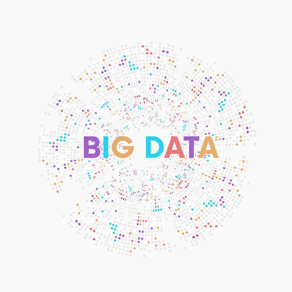 BIG DATA.Stage - это процесс изменения или формирования больших данных. Элемент с точками. Графическое абстрактное фоновое общение. Электронная визуализация данных. Вектор — стоковый вектор