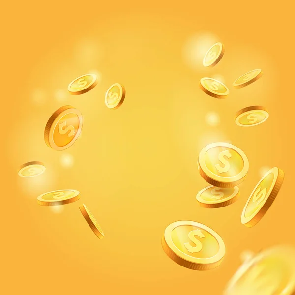 Gerçekçi Altın sikkepatlama.başarı, şans, para düşen, fly.coins farklı pozisyonlarda ayarlayın. Sarı arka planda yalıtılmış