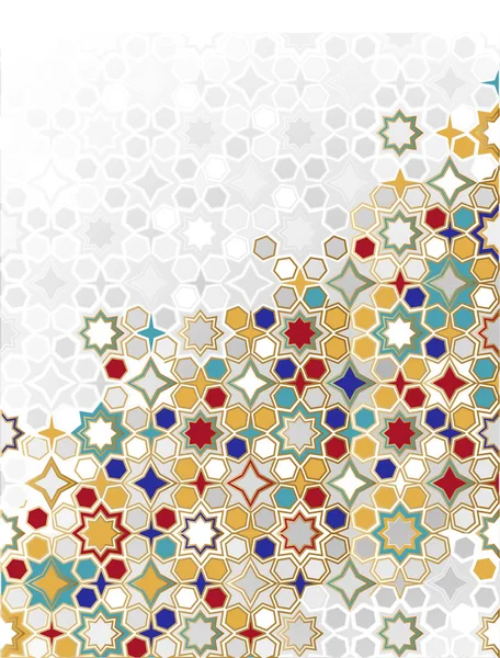 Renkli Arapça süs Arka Plan. Mozaik İslami süs renkli detay. arapça, doğu, hint süs, farsça motif, 3d. basit geometrik. Ramazan Kareem altın tebrik kartı, afiş.