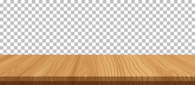 şeffaf arka plan.gerçekçi ahşap masa, 3d vektör ahşap masa üstü. Tasarım, advertising.vector için öğe