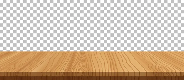 Tampo de mesa de madeira vetorial em fundo transparente. Mesa de madeira realista, 3d. Elemento para o seu design, advertising.vector — Vetor de Stock