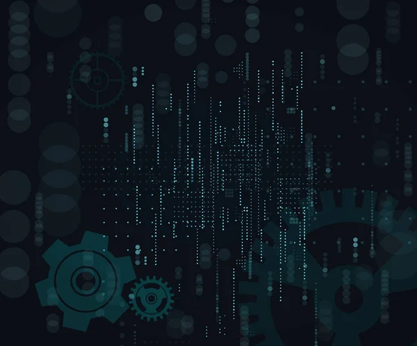 Teknolojik karanlık arka plan vektör illüstrasyon. Matrix.İkili Bilgisayar Kodu.Düşen nokta — Stok Vektör