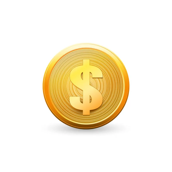 Moneda de oro, dinero digital futurista, concepto. Elemento para su negocio y diseño. aislado sobre fondo blanco . — Vector de stock
