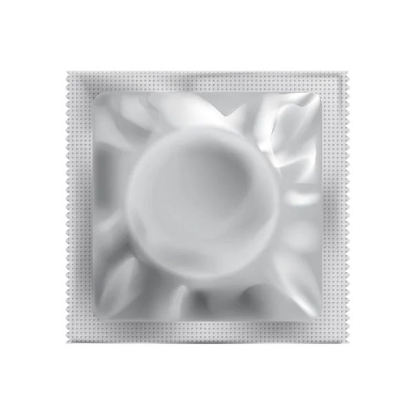 Modelo branco realista em branco embalagem folha molhada toalhetes bolsa medicina ou preservativo. Modelo para melhorar o seu design . —  Vetores de Stock