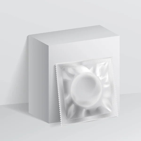 Realistico modello vuoto Packaging Foil salviette umidificate Pouch Medicina o preservativo. Modello per fingere il vostro disegno . — Vettoriale Stock