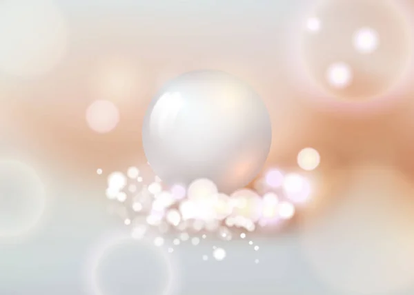 白珍珠背景上的白色球体。抽象横幅与白色球。矢量插图，透明胶片. — 图库矢量图片