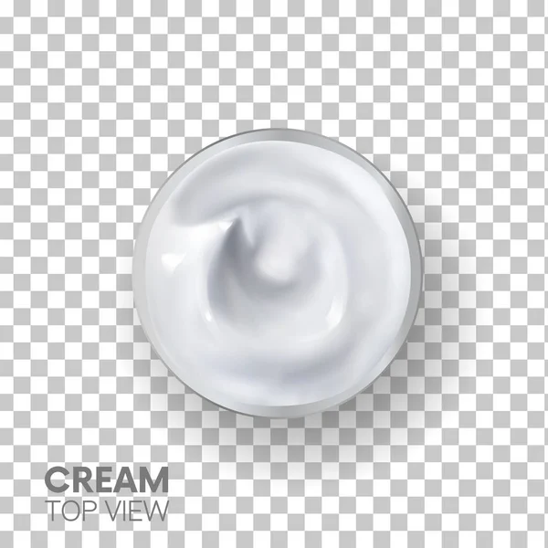 Realistický Cream Top View. speciální 3D efekty. kosmetický bílý krém na pleť izolované na průhledném pozadí.textura.vektor — Stockový vektor