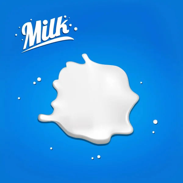 Gemorste melk. spot 3D.Abstract realistische melkdruppel met spatten geïsoleerd op blauwe achtergrond.element voor reclame, pakketontwerp. vector — Stockvector