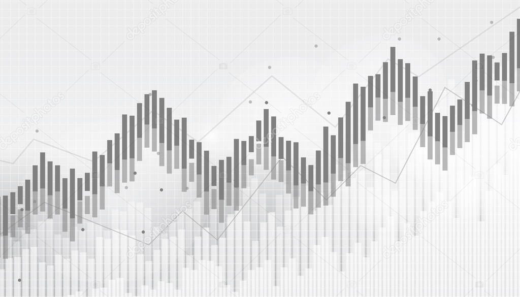 Abstract financial chart with uptrend line graph in stock market on black and white background.growing income, schedule,economy.vector design