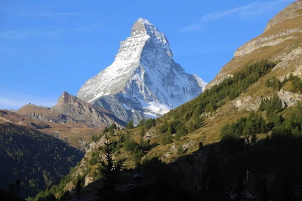 Famous Mountain Matterhorn Peak Cervino Swiss Italian Border — Stock Photo, Image