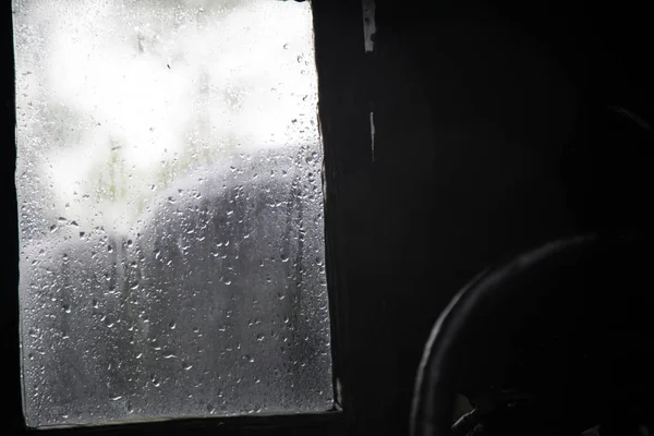 raindrops on dark window