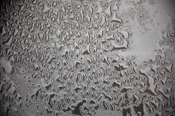 Gotas Chuva Preta Gotas Água Após Chuva Uma Janela Escura — Fotografia de Stock