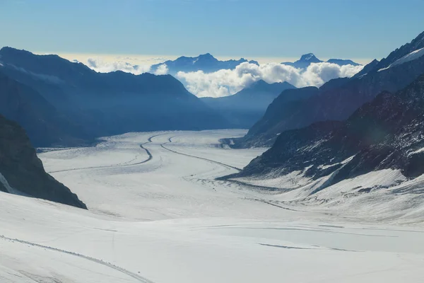 Aletsch Gletsjer Landschap Jungfraujoch Alpen Zwitserland Rechtenvrije Stockafbeeldingen