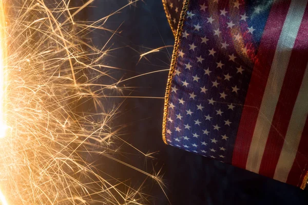 Abstrakt Bakgrund Med Nattlampor Och Amerikanska Flaggan Textur — Stockfoto