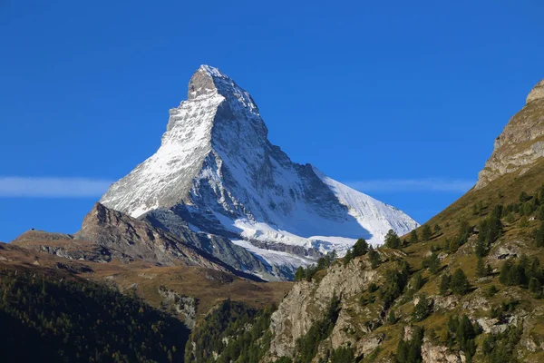 Famous Mountain Matterhorn Peak Cervino Swiss Italian Border — Stock Photo, Image