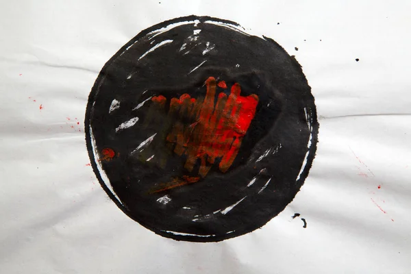 Grote Rode Grunge Cirkel Oude Vintage Papier Decoratieve Stempels Gestileerde — Stockfoto