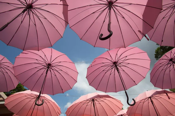 Pink Umbrella Blue Sky — Stock Photo, Image