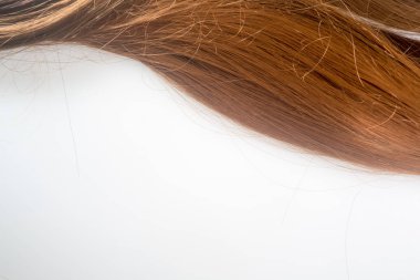 kopya alanı ile beyaz arka plan üzerinde saç yakın çekim