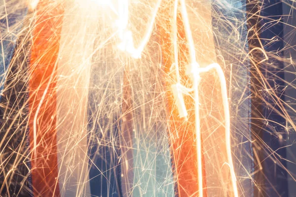 Абстрактний Фон Нічними Вогнями Американською Текстурою Прапора — стокове фото