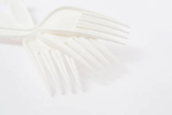 プラスチックのフォーク クローズ アップ ビュー — ストック写真