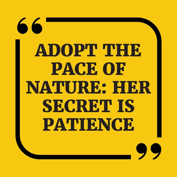 Cita Motivacional Adopta Ritmo Naturaleza Secreto Paciencia Sobre Fondo Amarillo — Vector de stock