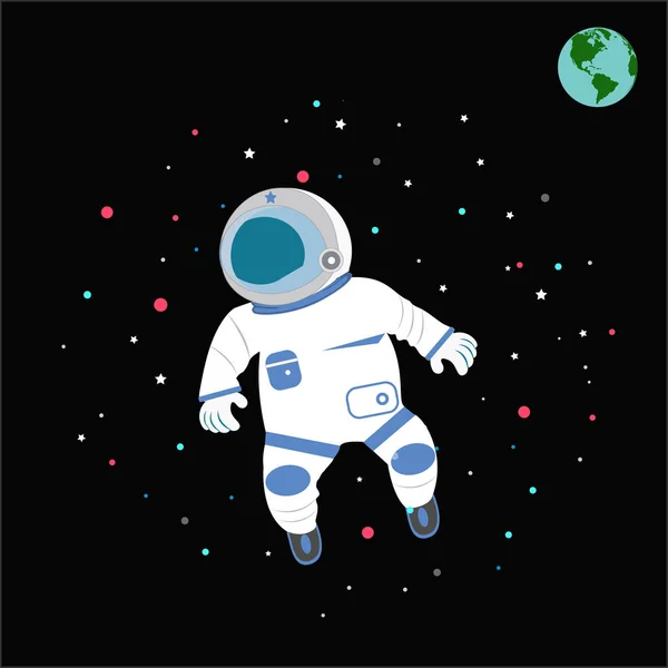 Αστροναύτης Στο Διάστημα Εικονογράφηση Διάνυσμα Πάνω Από Μαύρο Backgraund — Διανυσματικό Αρχείο