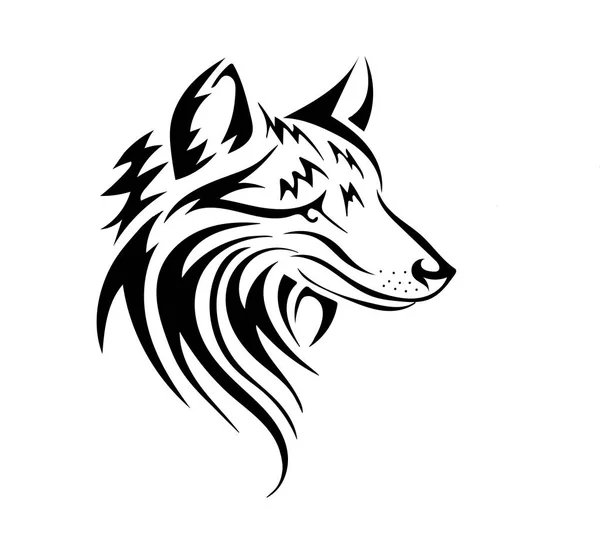 Λύκος Εικόνα Μορφή Τατουάζ Λευκό Φόντο — Διανυσματικό Αρχείο