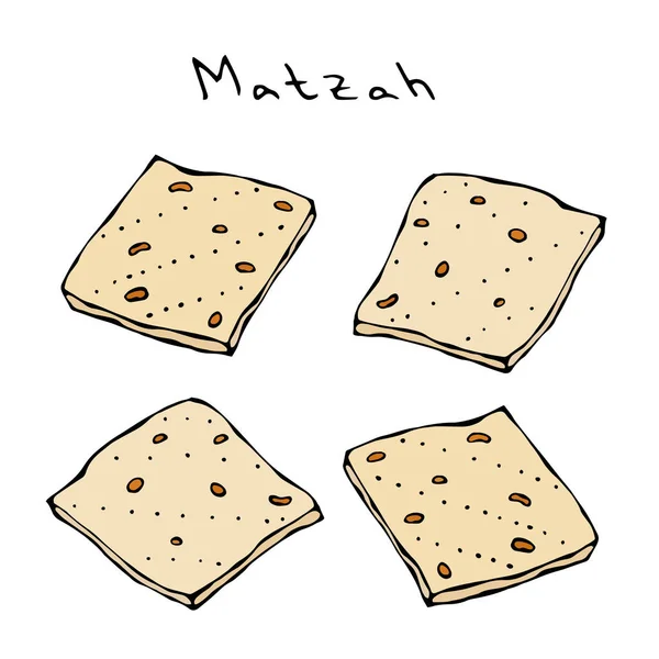 Matzah Lub Matzo Przaśny Chleb Dla Pesach Żydowskie Święto Paschy — Wektor stockowy