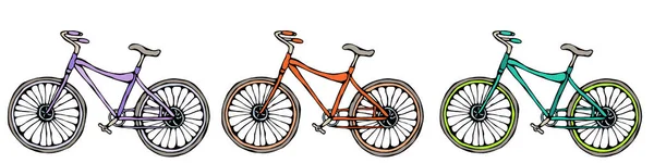 城市自行车的矢量手绘图解 带跨进框架的自行车写实手绘图解 Savoyar Doodle风格 — 图库矢量图片