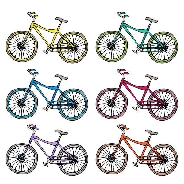 Şehir Bisikletinin Mürekkeple Çizilmiş Çizimi Adımlı Çerçeveli Bir Bisiklet Gerçekçi — Stok Vektör