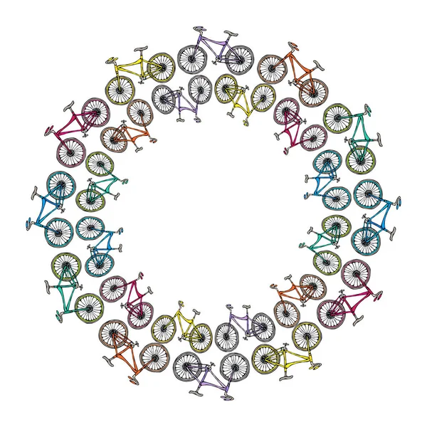Endlose Musterbürste Oder Fahrradband Circle Frame Bike Hintergrund Realistische Handgezeichnete — Stockvektor